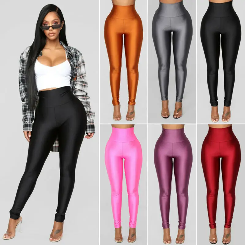 Women's High Waist Fitness Leggings Gym Workout Push Up Skinny Empire Trousers Ladies Solid Bodycon Stretch Pants | Женская одежда