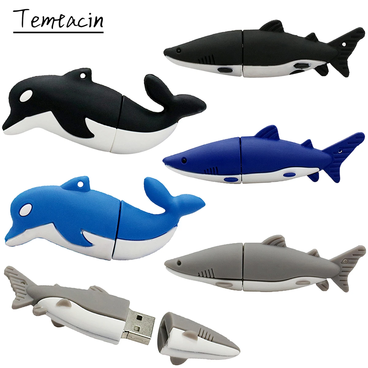 

Cartoon Cute Animal Pen Drive Dolphin Shark Fish USB Flash Drives 128GB Pendrive 8GB 16GB 32GB 64GB 256GB Flash Memory USB Stick