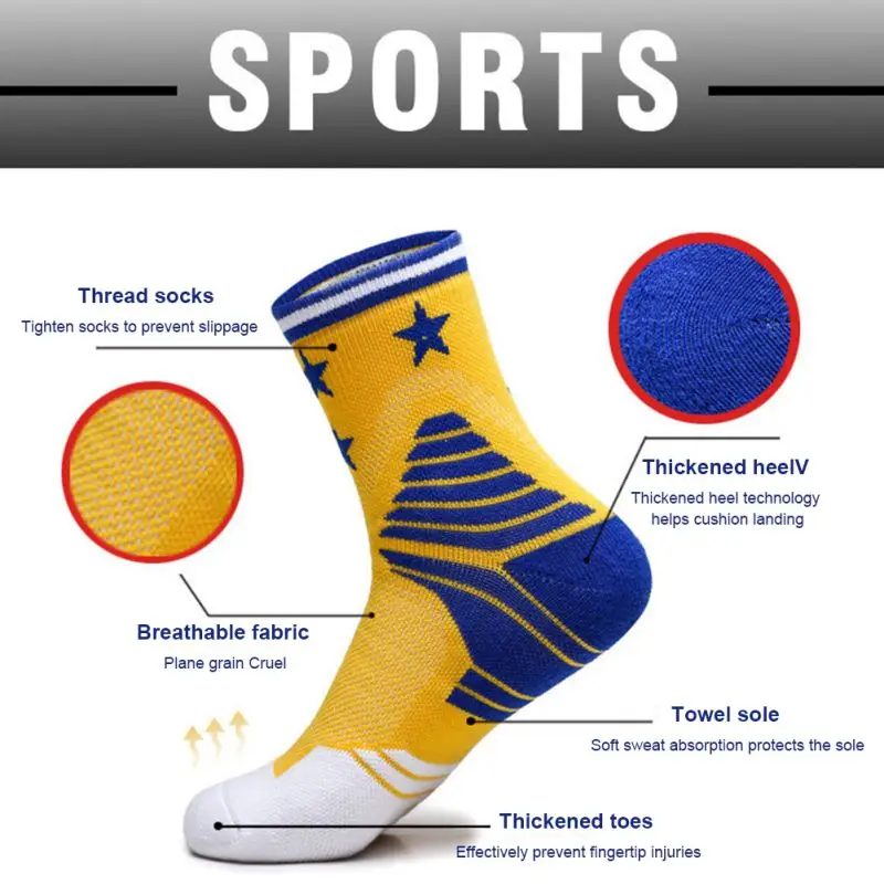 

Men Women Thickened Basketball Socks Sweat-absorbent Deodorant Running Socks Breathable Foot Care Fitness Cycling Athletic Socks