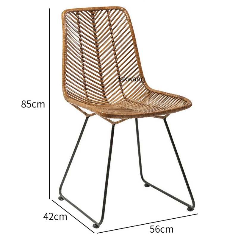 

Nordic Dining Chairs Wrought Iron Chair Back Single Simple and Stylish Terrace Rattan Personalized Leisure Outdoor Rattan Chair