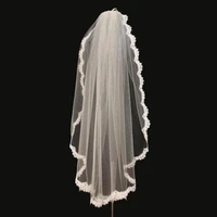lastest look of the new style short bridal veil with comb one layer veil velos de noiva wedding beaded veil