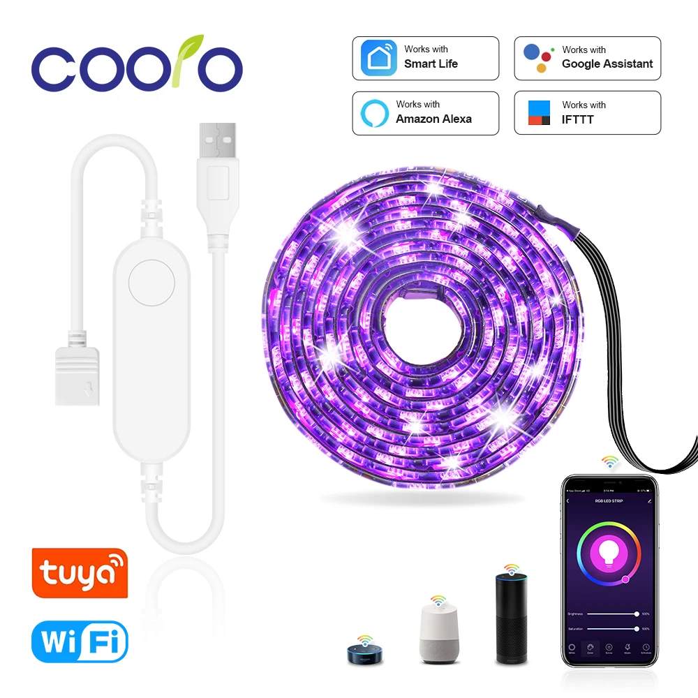 Светодиодная ленсветильник с поддержкой Wi-Fi USB RGB 0 5/1/2 м | Лампы и освещение