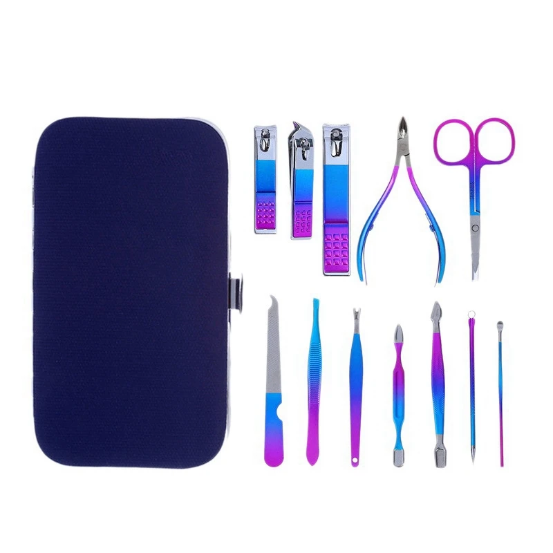 

12 Pcs Nail Clipper Set Stainless Steel Ear Spoon Nail Scissors Grooming Manicure Cutter Kits