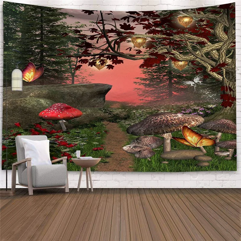 Модный настенный гобелен Ins с грибным узором украшение на стену пляжное
