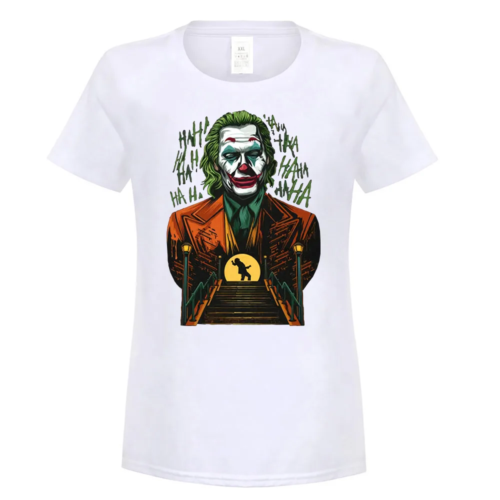 women white Reborn Clown Arthur Fleck Joaquin Phoenix Can You Call Me Joker черная футболка с фигуркой - Цвет: women white