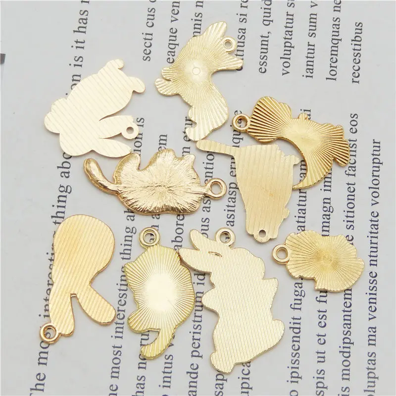 Julie Wang 5/9PCS Enamel Animal Charms Cat Dog Rabbit Dinosaur Alloy Gold Tone Necklace Bracelet Jewelry Making Accessory | Украшения и