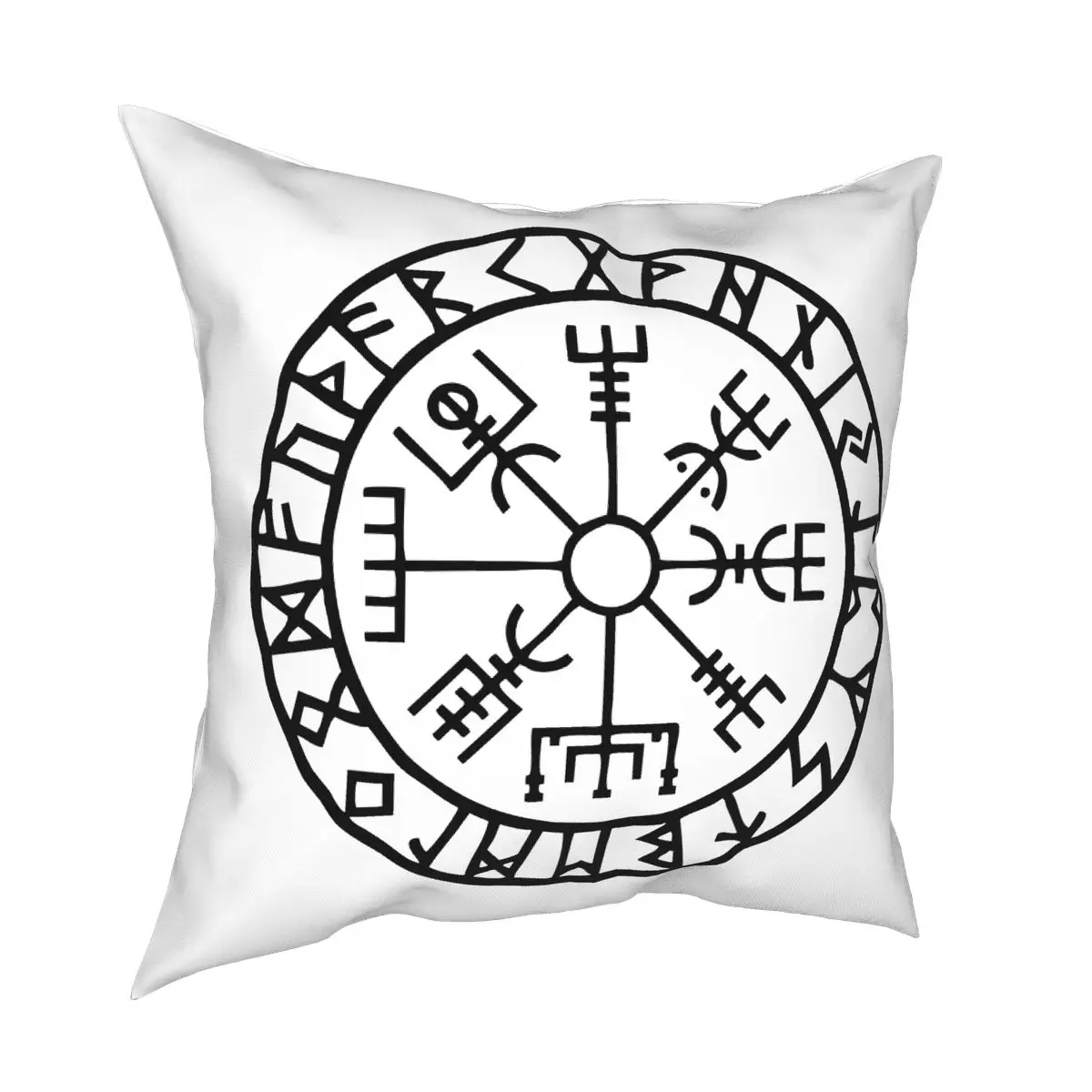 

Vegvisir Futhark Runes Pillowcase Soft Polyester Cushion Cover Decorative Navigator Vikings Pillow Case Cover Living Room 18''