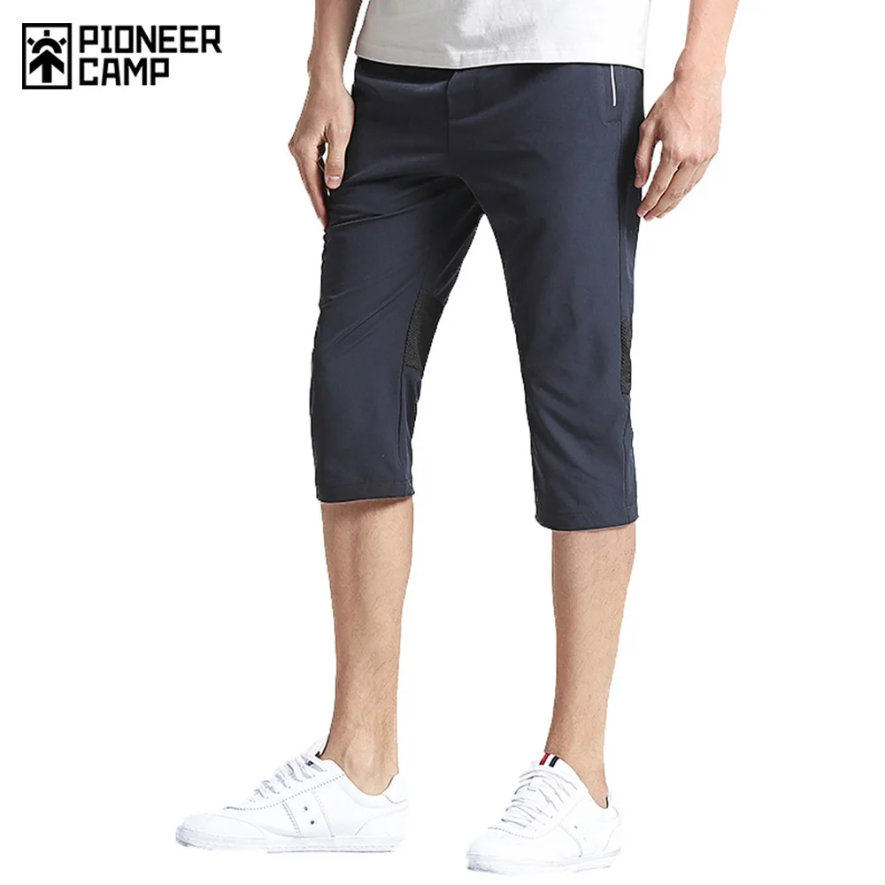 Pioneer Camp/летние тонкие укороченные брюки Мужская брендовая одежда однотонные