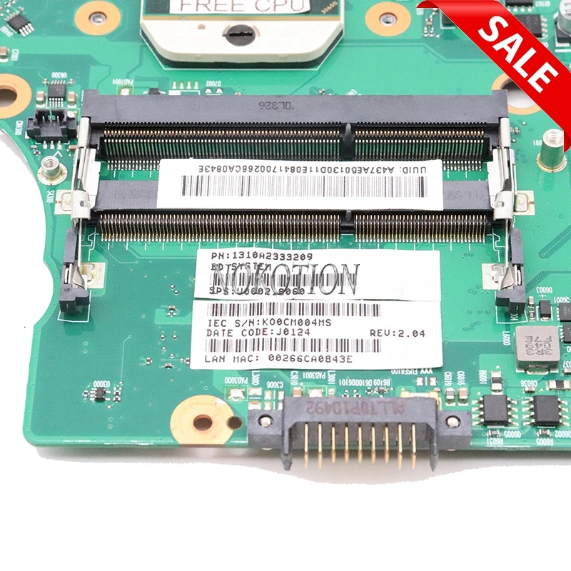 NOKOTION V000218060 1310A2333209 материнская плата для ноутбука Toshiba Satellite L650D HD4200 DDR3 основная плата процессор Полная проверка