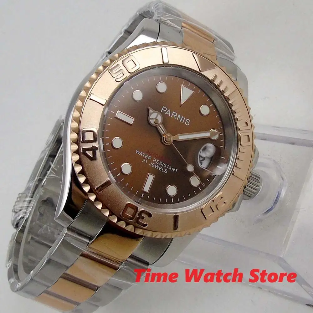 Мужские автоматические часы Parnis 40 мм сапфировое стекло водонепроницаемый