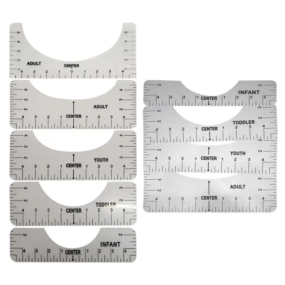 

4/5PC Round Neck Calibration Ruler T-shirt Guide Tool With Scale Tailor Manual Crafts Maker Sewing Centering Alignment Ruler