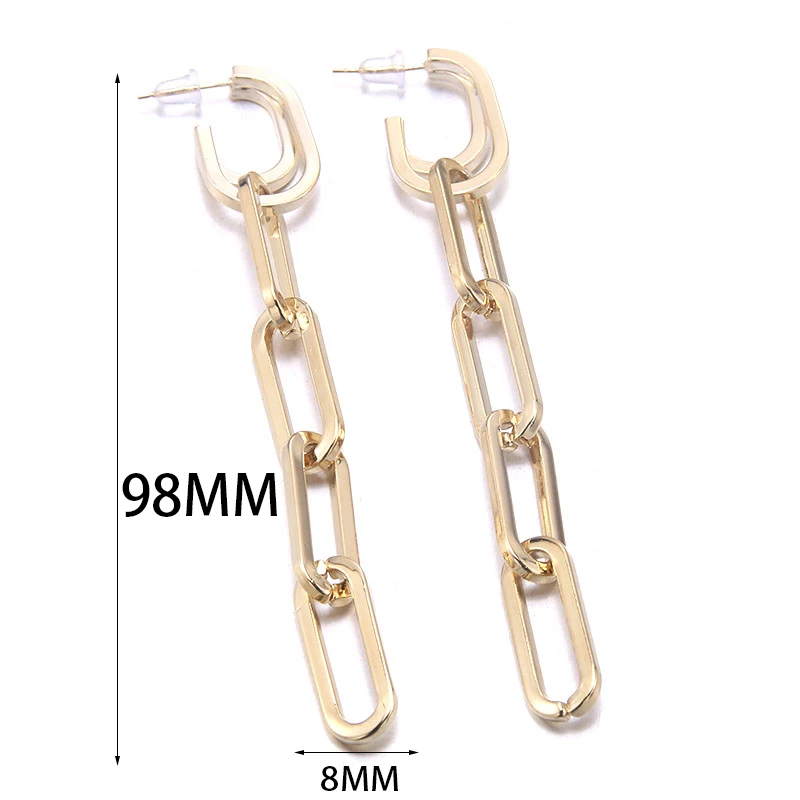 

Exaggerated Long Hollow Copper Chain Earrings for Women Charm Jewelry Prevent Allergy Wedding Banquet Party Fashion Accessories