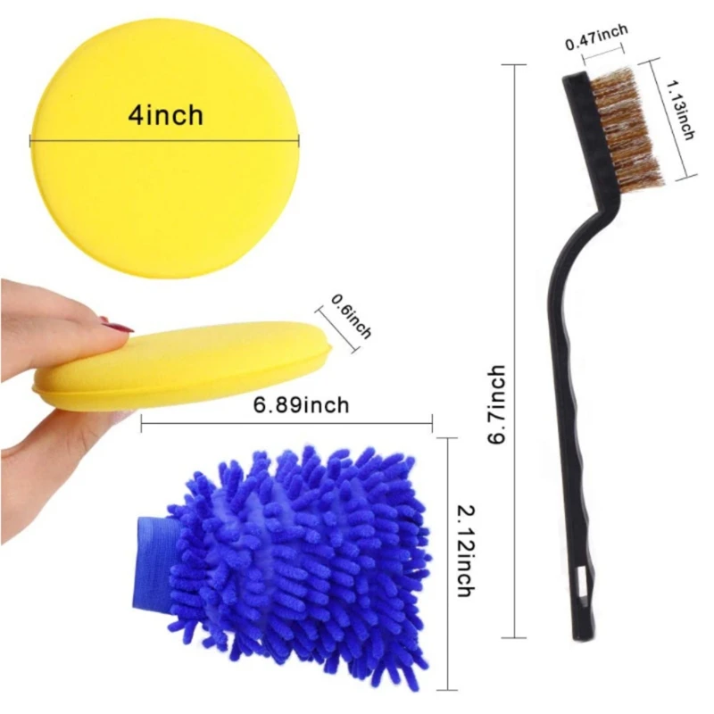 

15pcs Car Cleaner Brush Set Waxed Detail Brush Brush Wire Brush Air Outlet Brush Hub Brush Towel Sponge Cleaning Tool