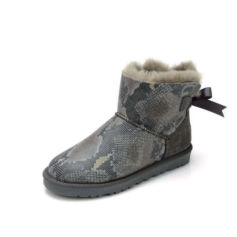 Grey as pic Модные женские туфли теплые зимние сапоги женские зимние ботильоны из натуральной овечьей кожи женские короткие ботинки натуральный Меховые сапожки средней высоты обувь - Цвет: Grey as pic