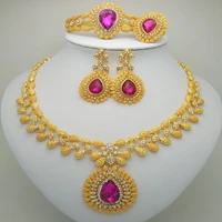 wholesale fashion bridal accessories nigerian wedding jewelry african jewelry sets brand dubai gold color crystal jewelry sets