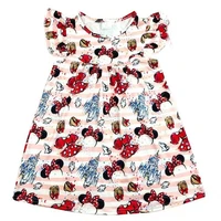 baby girls boutique dress cartoon castle and mickey bow pattern dress toddlers v day party clothes