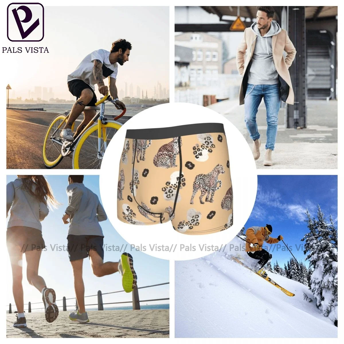 

Leopard Underwear Printed Polyester Sublimation Trunk Hot Men Plain Boxer Brief