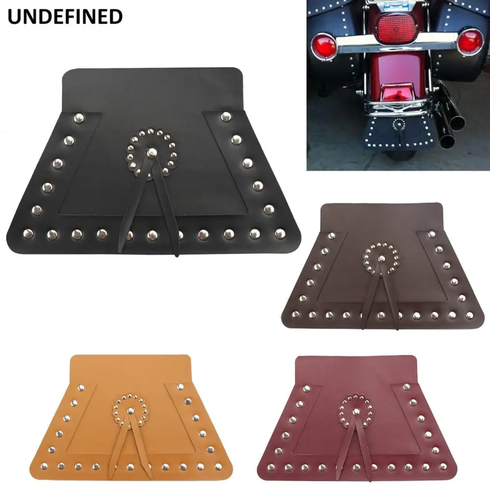 

Motorcycle Fender Mudguard Flap PU Leather w/ Fringed Tassel Front Fender Flap Mud Guard For Harley Dyna Indian Cafe Racer Style