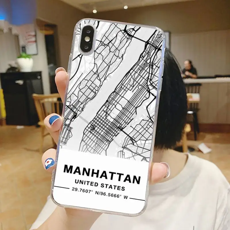

Ins Travel Country Sketch City Map Phone Case Transparent soft For iphone 5 5s 5c se 6 6s 7 8 11 12 plus mini x xs xr pro max
