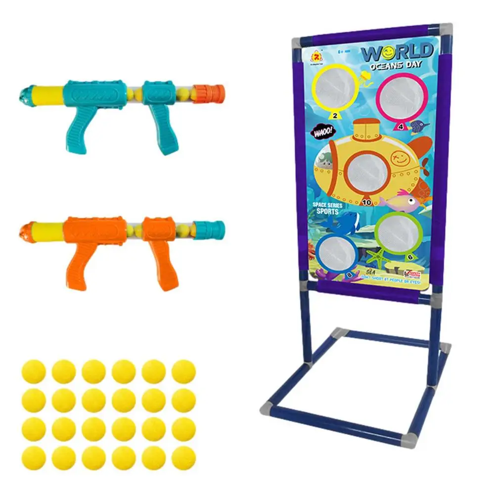 

New Children's Funny 24PCS Foam Ball Launch Toy Shooting Duck Electronic Game Target Bullet Kids Toy