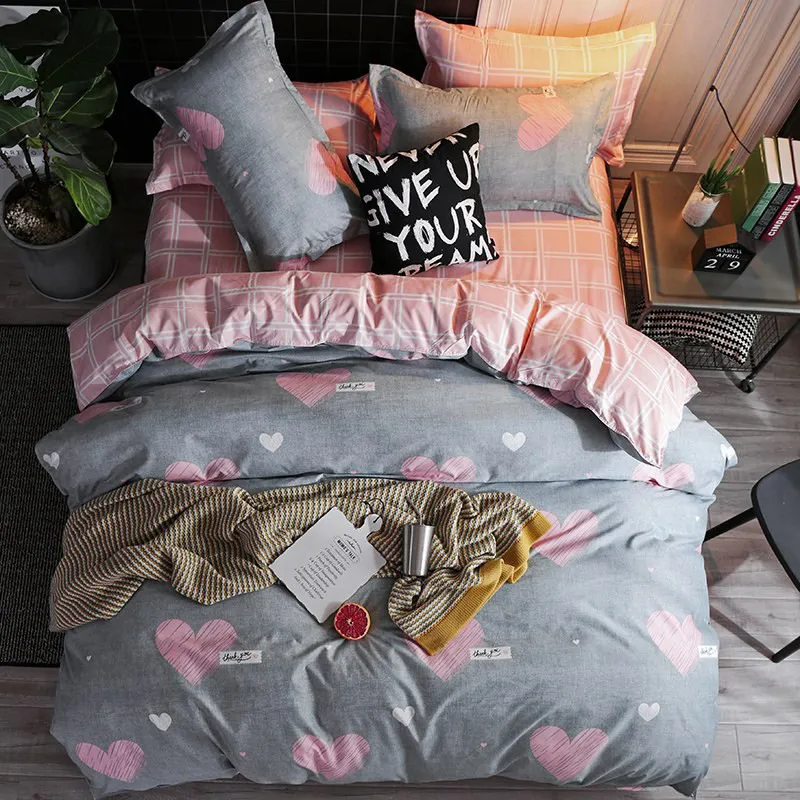 

New Cartoon Clouds Striped Flowers 3/4pcs Bedding Set Bed Cover Bed Sheet Duvet Cover Pillowcase Bed Linen Bedclothes Queen