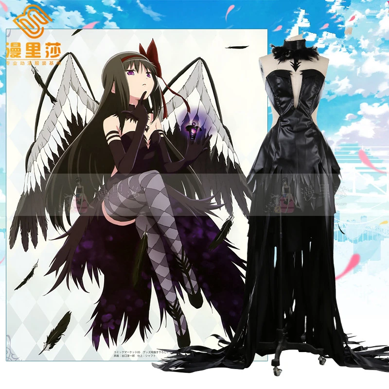 Аниме Puella Magi Madoka Magica Akemi Homura Devil Черный Косплей Costumefor для женщин Хэллоуин Униформа H