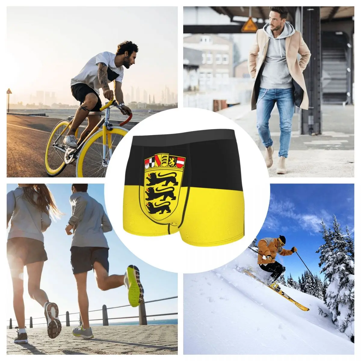 Flag Of Baden-Württemberg (state, Greater Arms) Men's Boxer Briefs German states Humor Graphic Men's boxer leggings