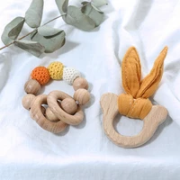 2pcsset baby teethers animal beech wooden rattles teething rodent tiny rod baby toys pendant for newborn nursing children goods