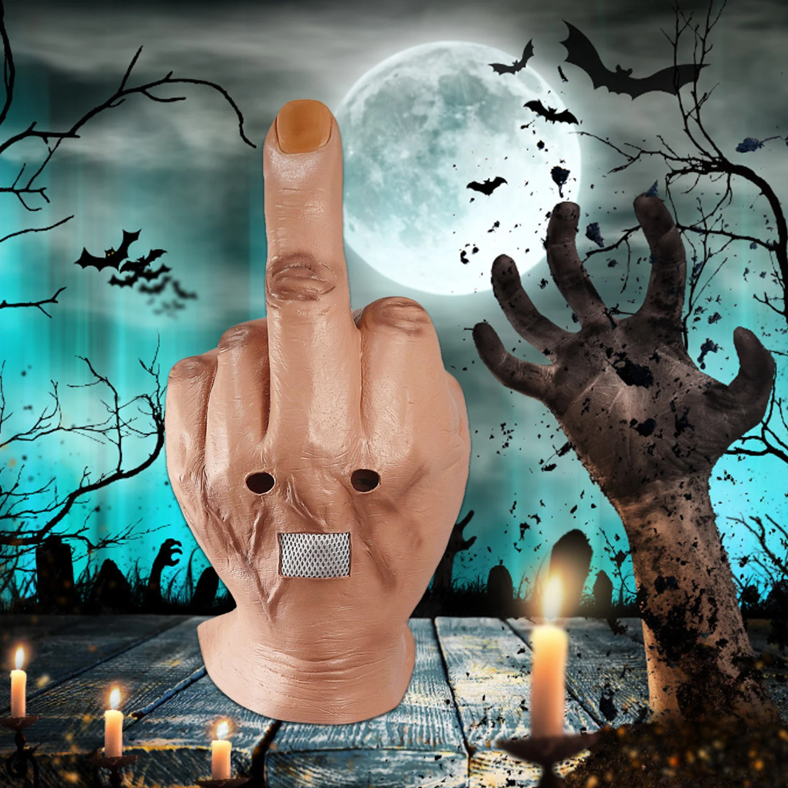 

Страшный головной убор среднего пальца костюм на Хэллоуин Косплей головной убор маска костюм на Хэллоуин реквизит для косплея подарок