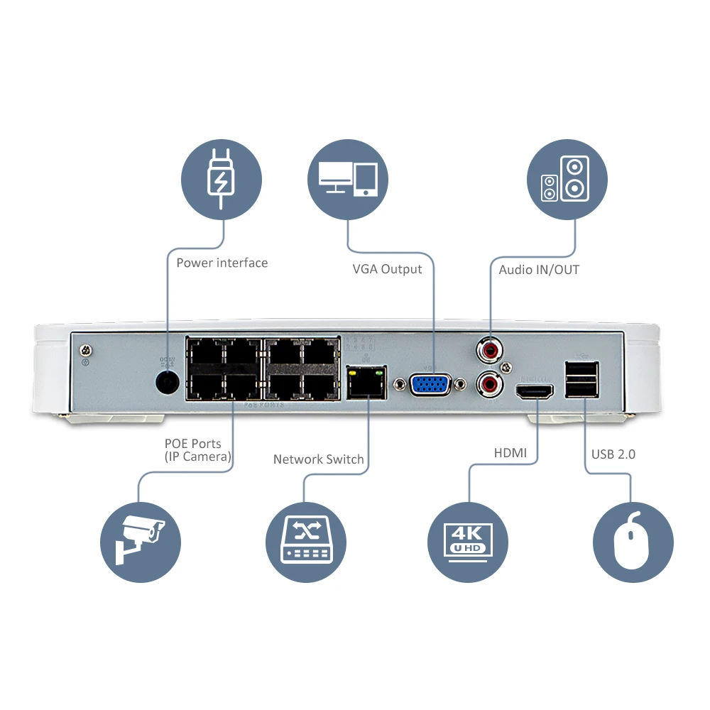 Dahua Security IP Camera System 8MP 4K PoE CCTV Kit IPC-HDW2831T-AS-S2 NVR4108-8P-4KS2 8CH NVR Recorder 4/8 Cameras built-in MIC |