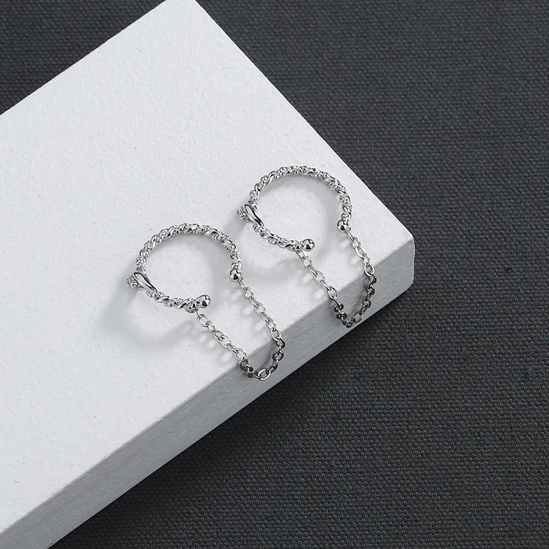 

Delicate Jewelry 1 PC Metal Ear Clip Earring Popular Design High Quality Shiny Crystal Silvery Plating Ear Clip Earrings
