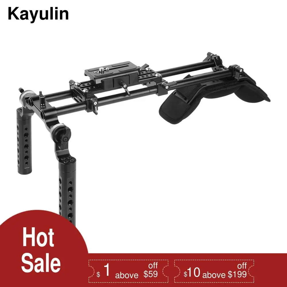 

Kayulin Pro Shoulder Mount Support Rig With Manfrotto QR Baseplate & Dual Rosette Cheese Handgrip For DSLR Camera DV Camcorder