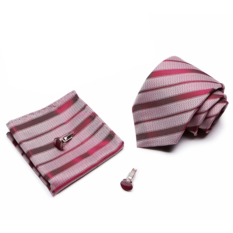 

Hot sale Wholesale Vangise Brand Silk Festive Present Tie Pocket Squares Cufflink Set Necktie Man's Yellow Plaid Dropshipping