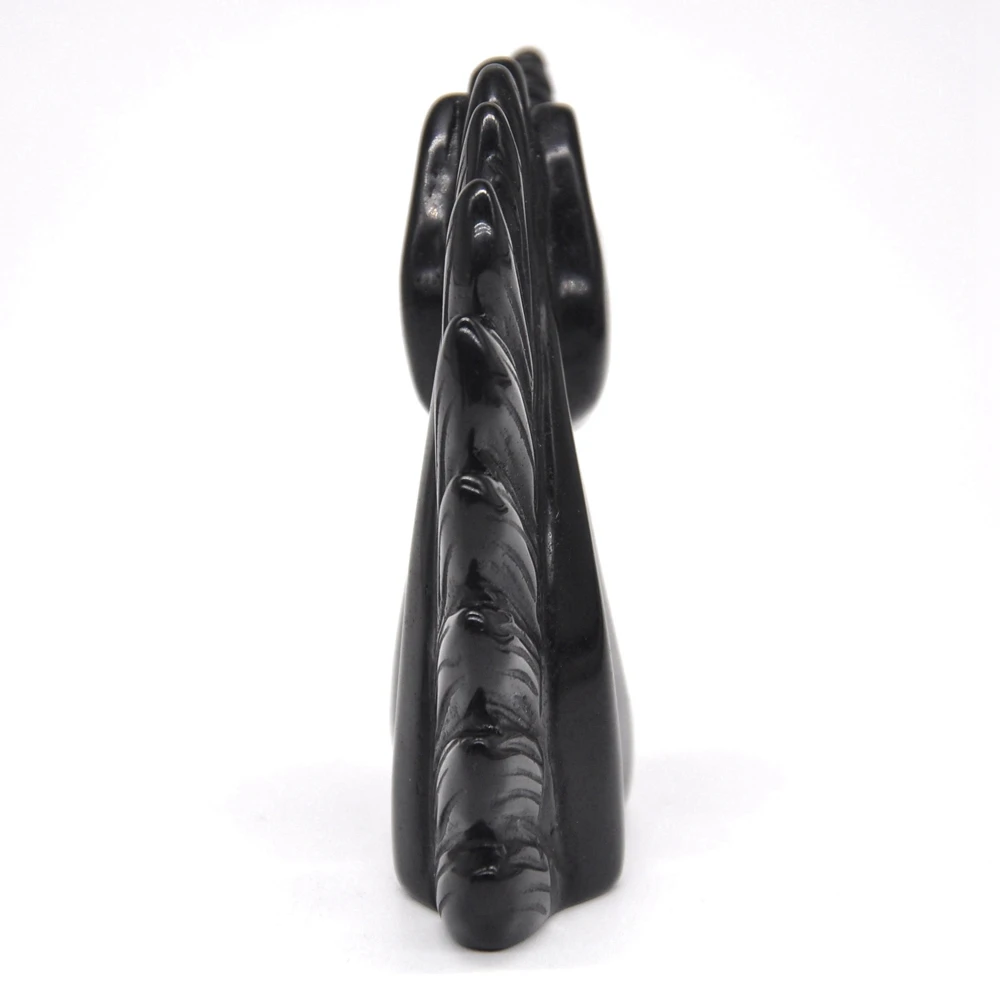 2-Дюймовая статуя единорога натуральный черный обсидиан резное украшение для