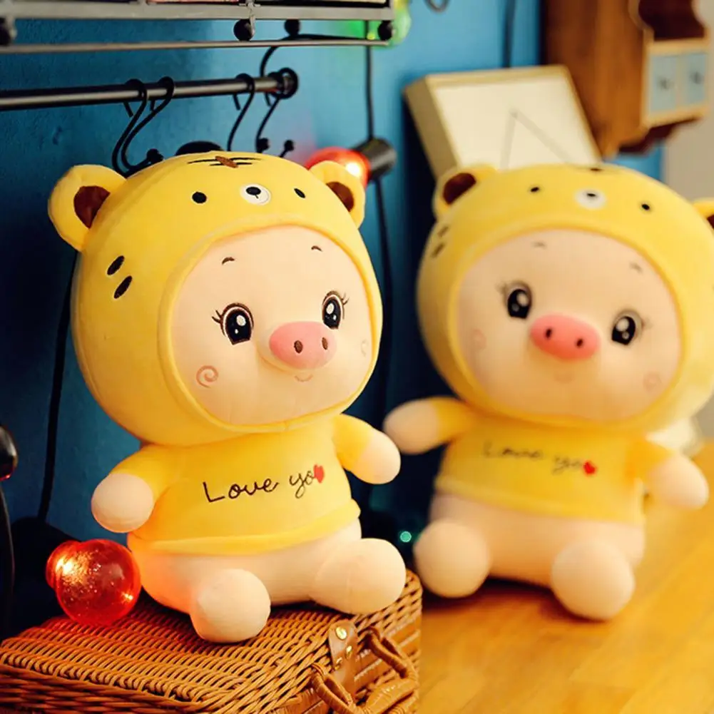 

Pig Plush Toy Wide Application Durable Sitting Posture Fine Workmanship Tiger Shape Clothes 3D Pig Face Kids Plush Doll Toys