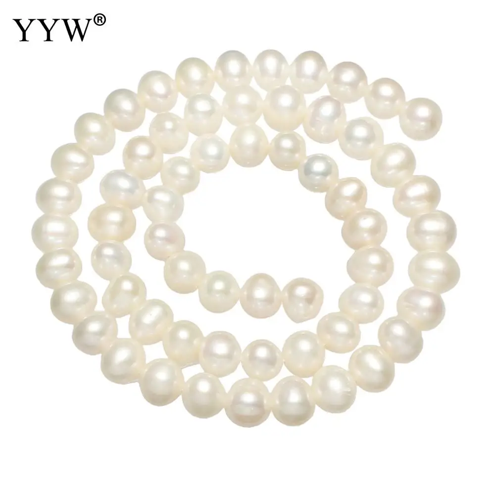 

100% Natural Freshwater Pearl Potato Beads For Jewelry Making DIY Bracelet Necklace 7-8mm Strand 15''White Cultured Pearls
