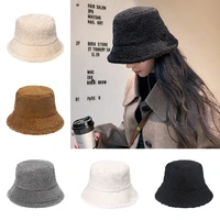 1pcs men and women models 2021 new fashion wild thick plush basin hat solid color striped fisherman hat warm hat s78