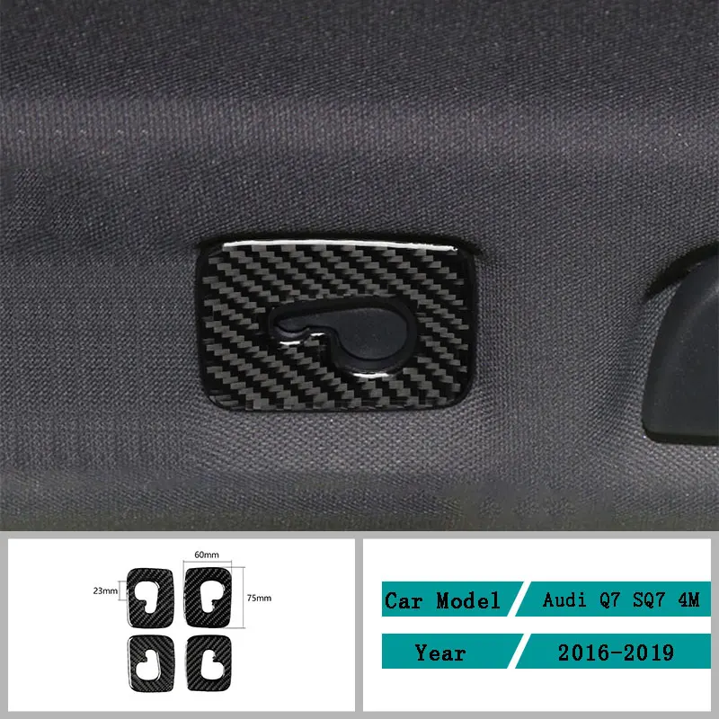 

Автомобильные аксессуары из углеродного волокна, украшение крючка для интерьера крыши, защитные наклейки, Обложка, наклейки для Audi Q7 SQ7 4M ...