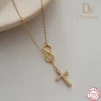 denean s925 sterling silver cross necklace mobius infinite love pendant for women religion cross pendants jewelry prayer baptis