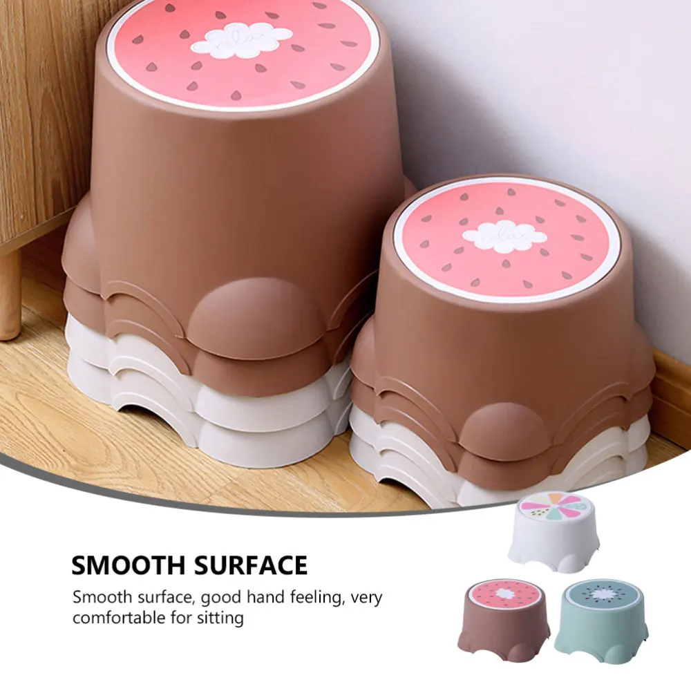 

3Pcs Household Dining Stool Cartoon Children Stools Fruit Pattern Stools
