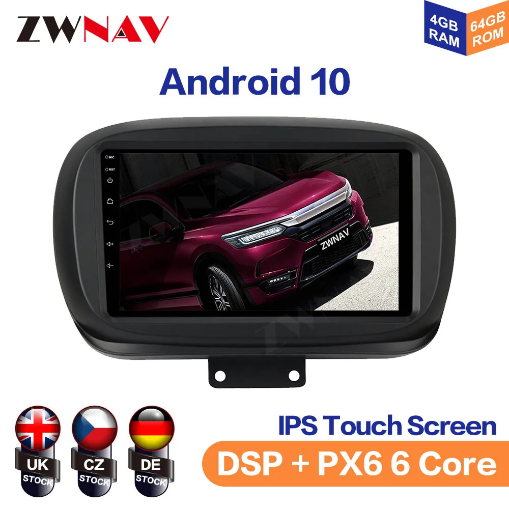 Android 10 IPS экран для Fiat 500X Автомобильный мультимедийный плеер Навигация Аудио