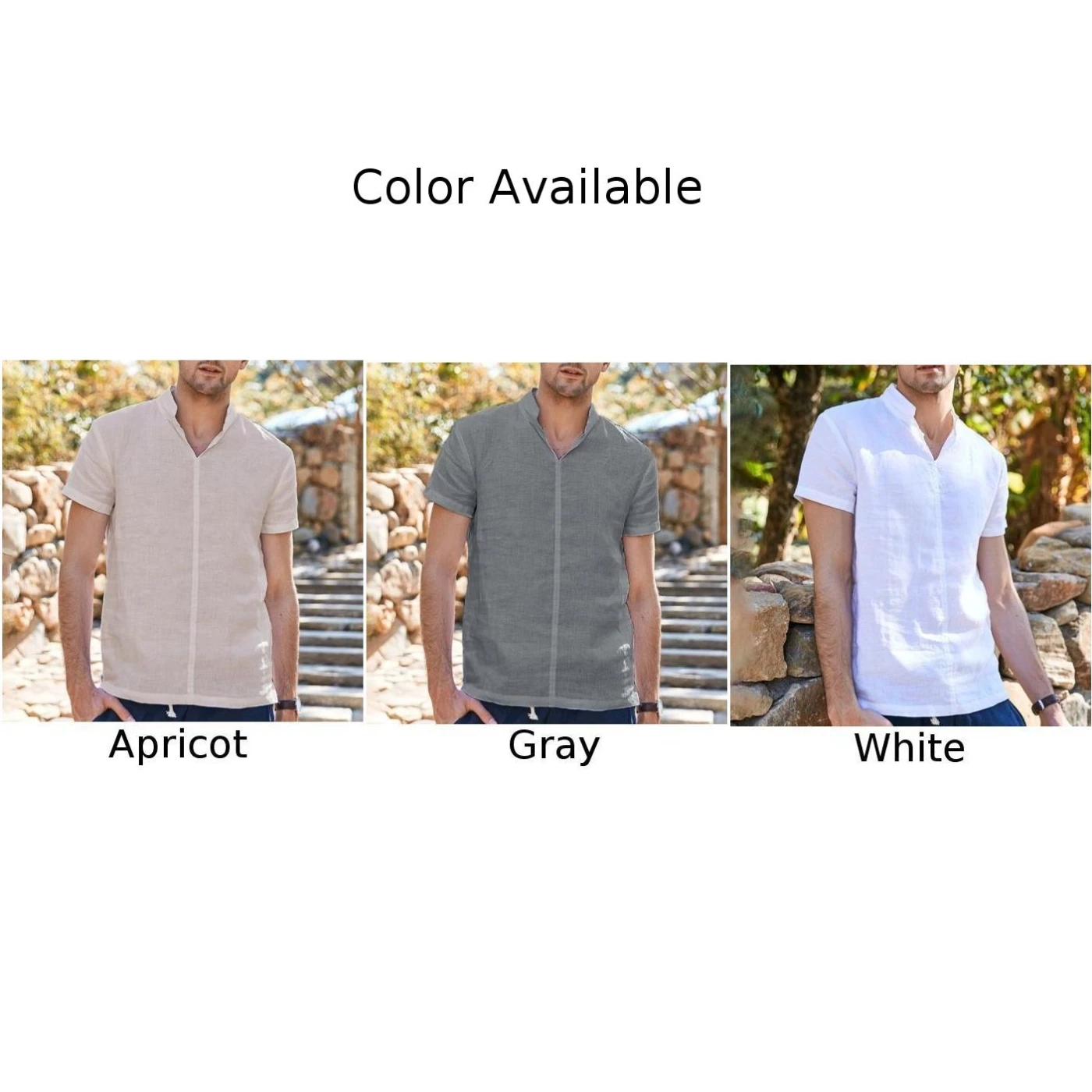

Mens Linen Short Sleeve Summer T Shirts Casual Loose Buttons Tee Tops Blouse 2021 Summer Custom Men's Loose Short Sleeve New Hot