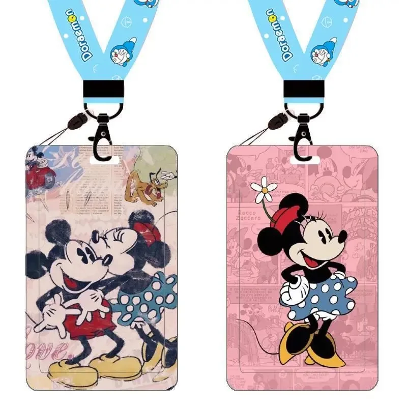 

Disney girls Minnie card holder keychain key lanyard meal card bus card case coin bag Mickey mouse Document card bag