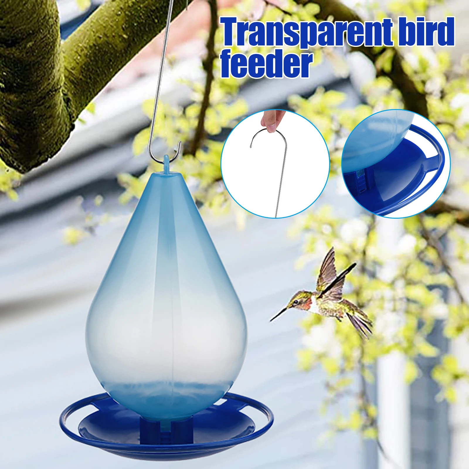 

Acrylic Birds Feeder With Hanging Chain Outdoor Transparent Birds Food Box Anti-Spray Food Box Hanging Birds Feeder ALS88