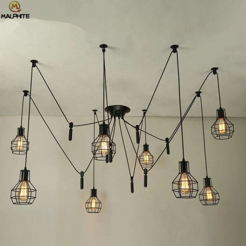 Ретро промышленная люстра Паук светильник ing Лофт винтажный промышленный lampadari