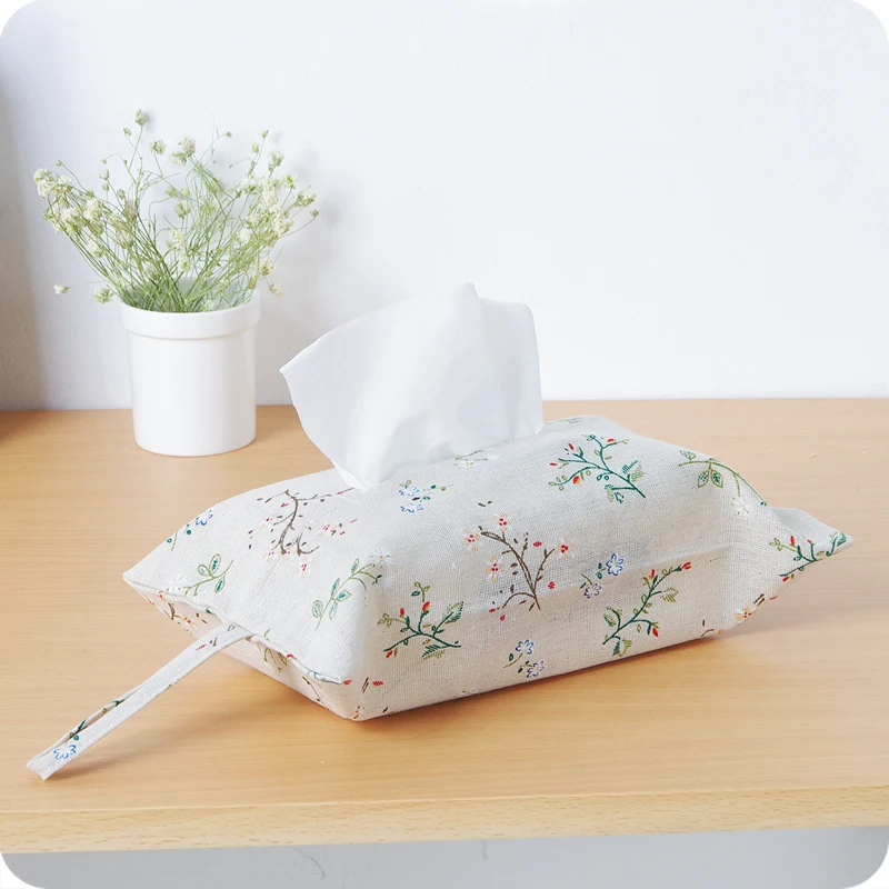 Hanging Flowers Plant Print Tissue Box Cover Paper Towel Cotton Linen Storage Holder Bag Home Decor | Дом и сад