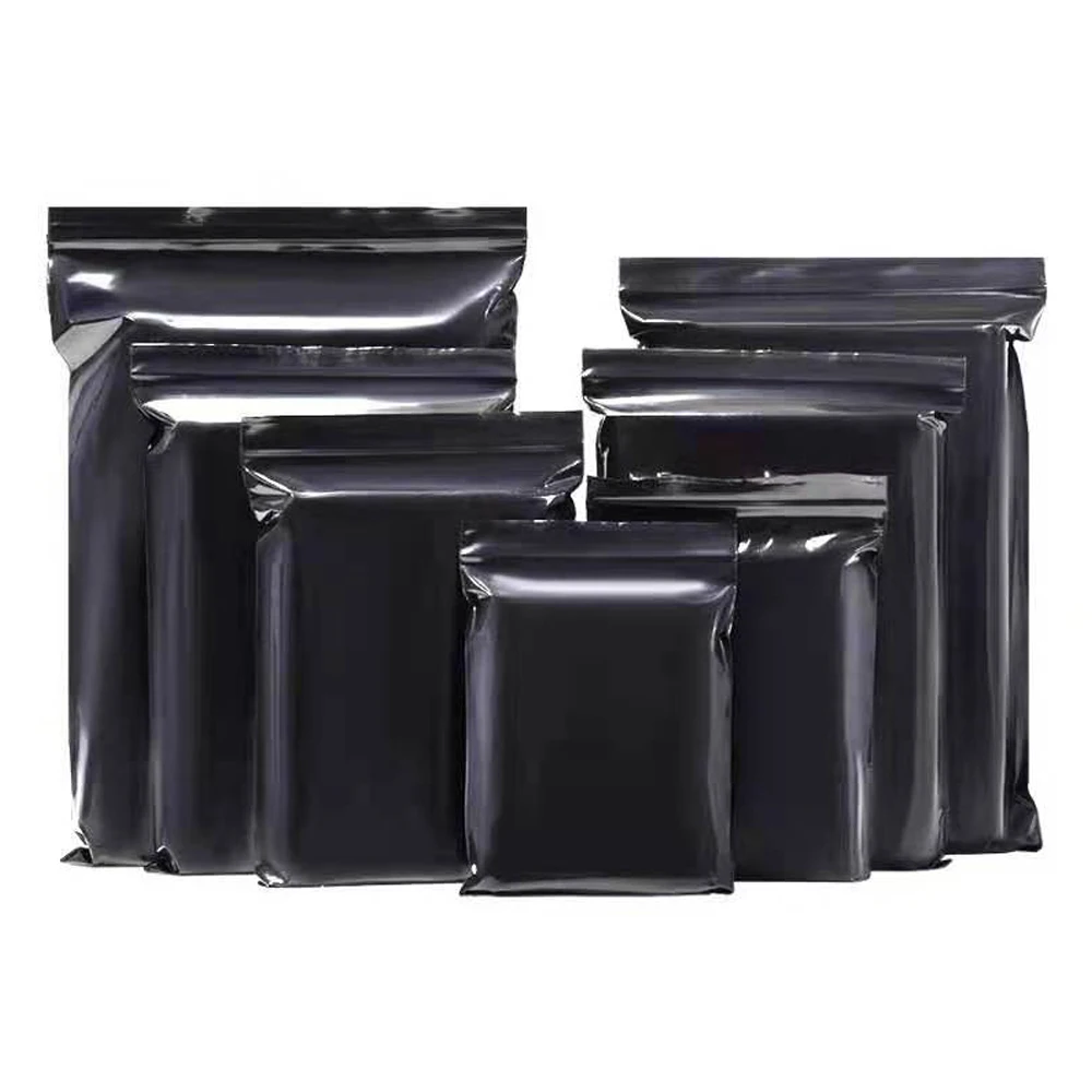 

1000Pcs Gift Craft Small Accessories Pouches Black PE Plastic Zip Lock Resealable Bag Grip Seal Reclosable Reusable Recyclable
