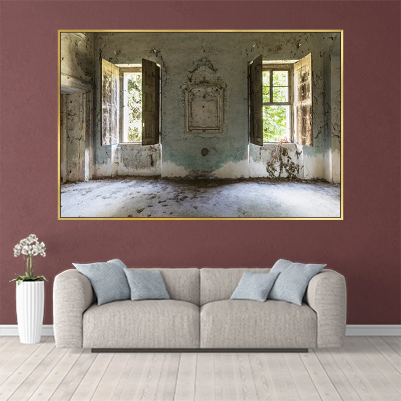 

Broken Building Landscape Posters and Prints Wall Art Canvas Painting Wall Art Picture for Living Room Home Decor(No Frame)