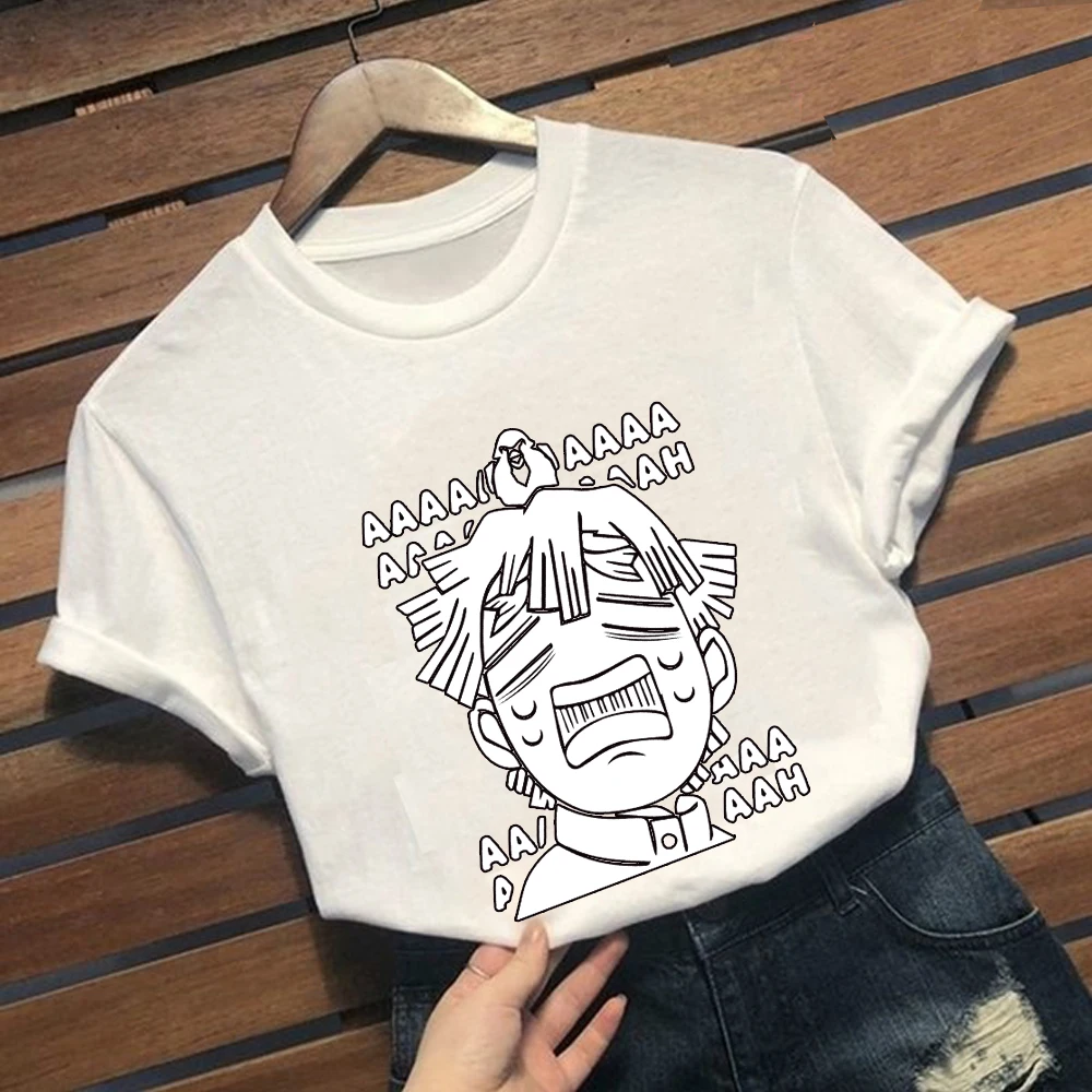 

Zenitsu Agatsuma Funny Face Women T-shirt Demon Slayer Tee Shirt Harajuku Tops Unisex