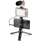 Комплект для видеосъемки с креплением на штатив для мобильного телефона держатель для холодного башмака со светодиодной подсветкой микрофон для записи на YouTube устройство для видеосъемки смартфона